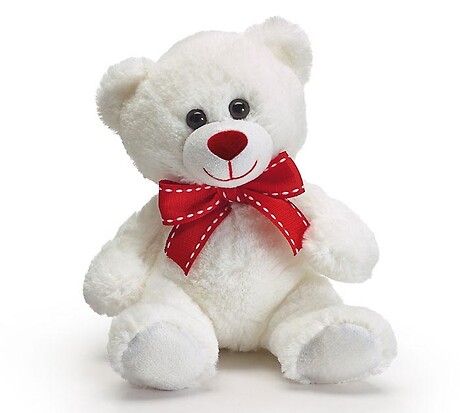 Small White Bear with Red Bow